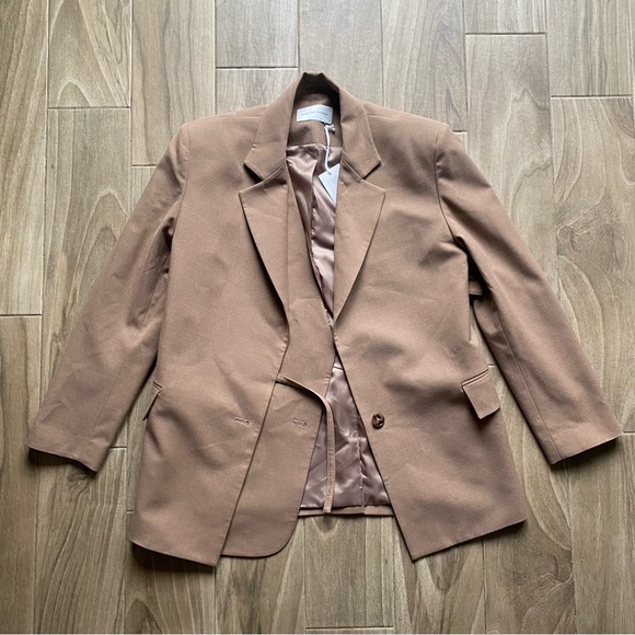 NWT Frankie shop more than yesterday the double layer wrap blazer praline size S - Picture 3 of 11